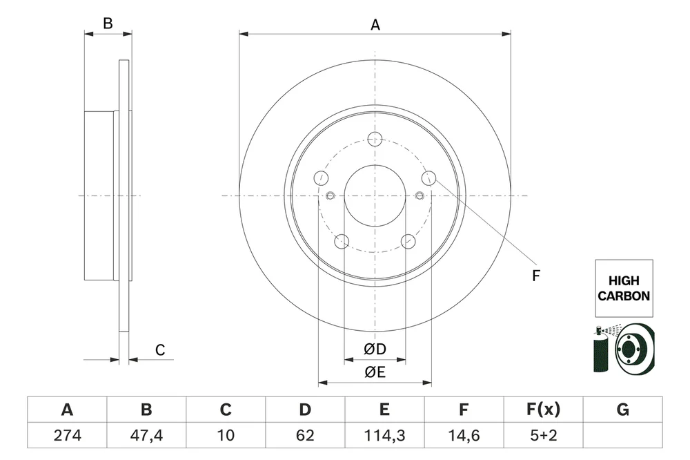 Brzdový kotouč BOSCH 0986479H62 – OE T424310232