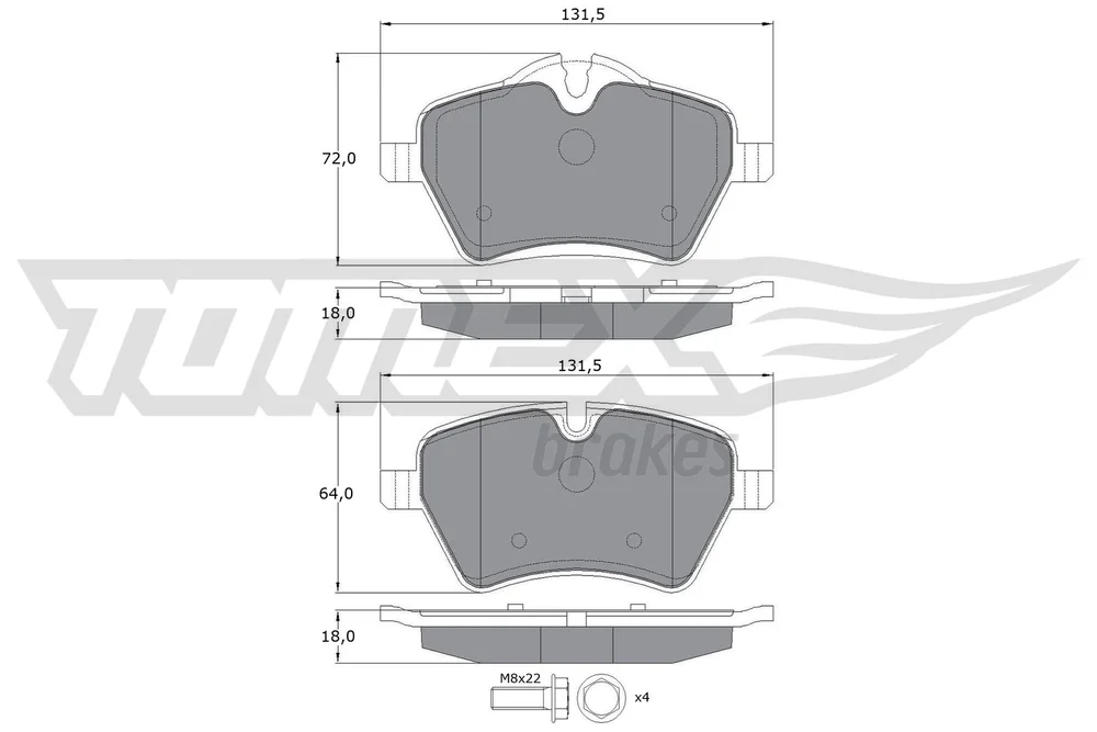 Sada brzdových destiček, kotoučová brzda Tomex Brakes TX16-04