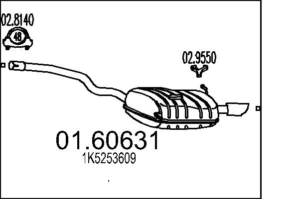 Zadní tlumič výfuku MTS 01.60631 – OE 1K5253609