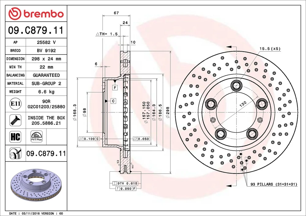 Brzdový kotouč BREMBO 09.C879.11