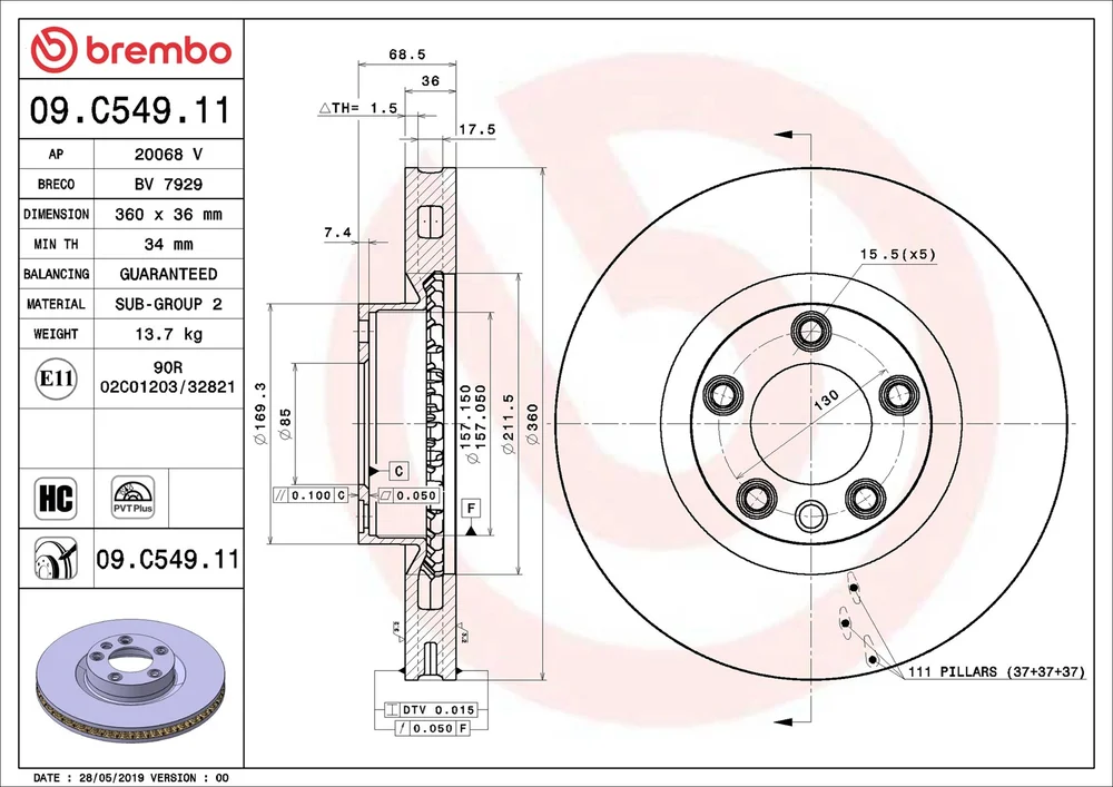 Brzdový kotouč BREMBO 09.C549.11