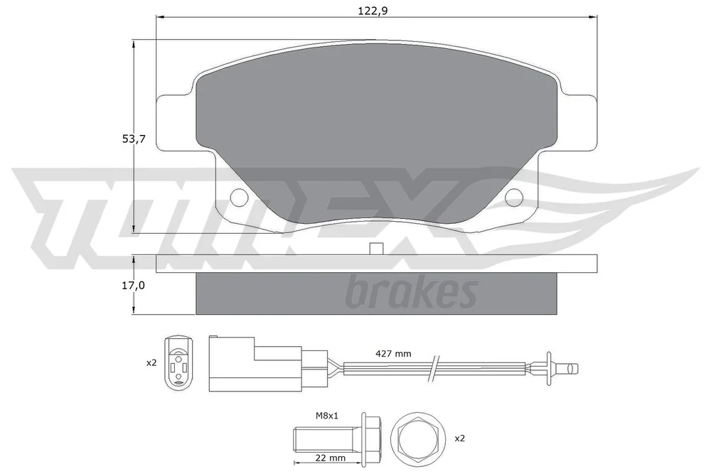 Sada brzdových destiček, kotoučová brzda Tomex Brakes TX14-75