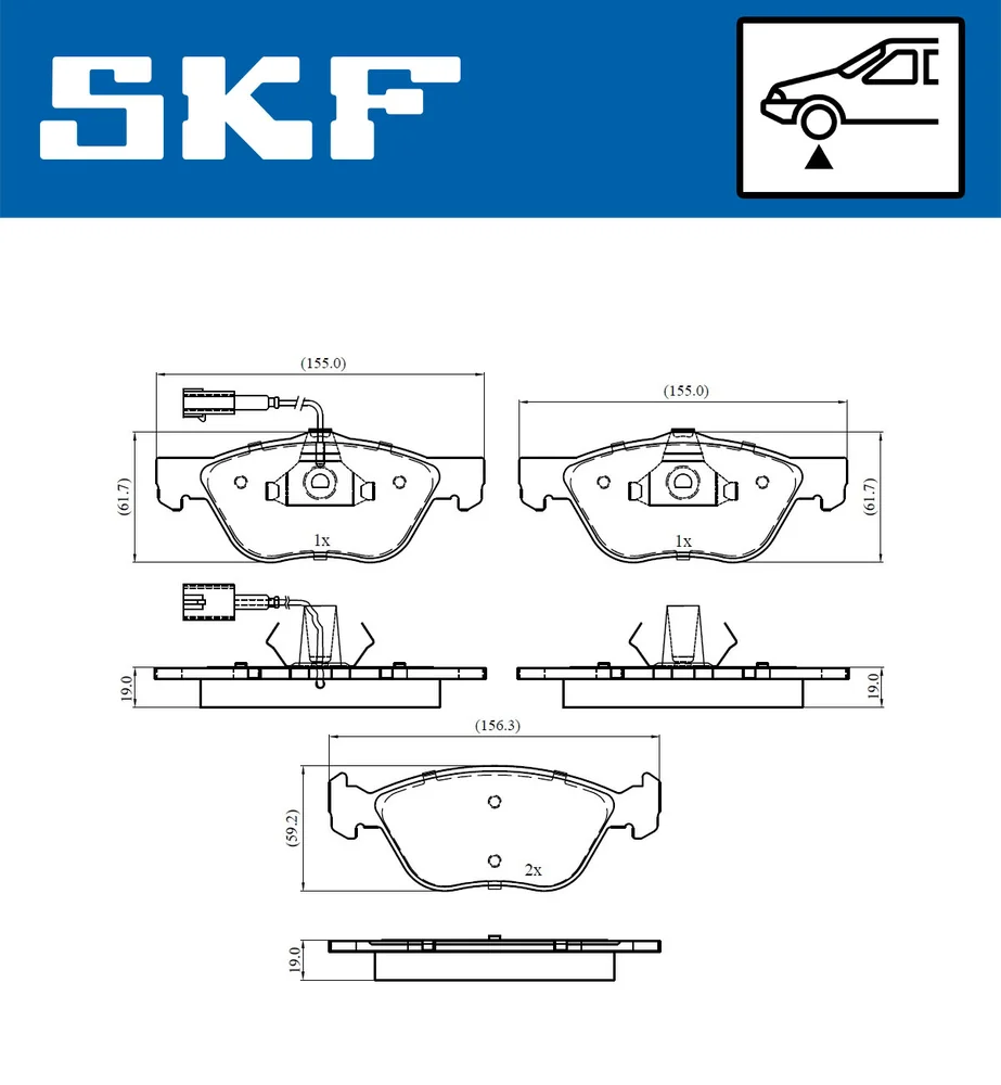 Sada brzdových destiček, kotoučová brzda SKF VKBP80438E