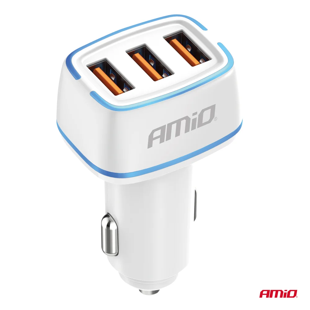 Nabíječka do auta 3x USB-A 30W 12/24V AMiO-03889 - Obrázek 2
