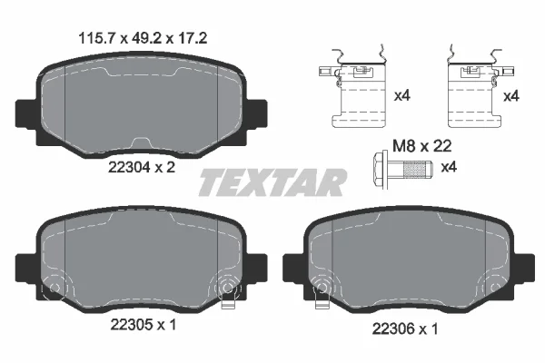 Sada brzdových destiček, kotoučová brzda TEXTAR 2230401