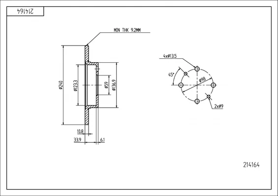 BRZ.KOTOUČ /P+z/ TIPO,TEMPRA 240/11/9.2 HART 214164 BRZ.KOTOUČ /P+z/ TIPO,TEMPRA 240/11/9.2 HART 214164