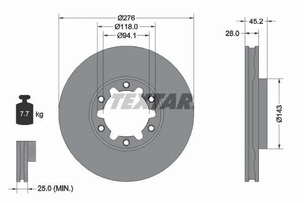 Brzdový kotouč TEXTAR 92338603 – OE 40206LC60A