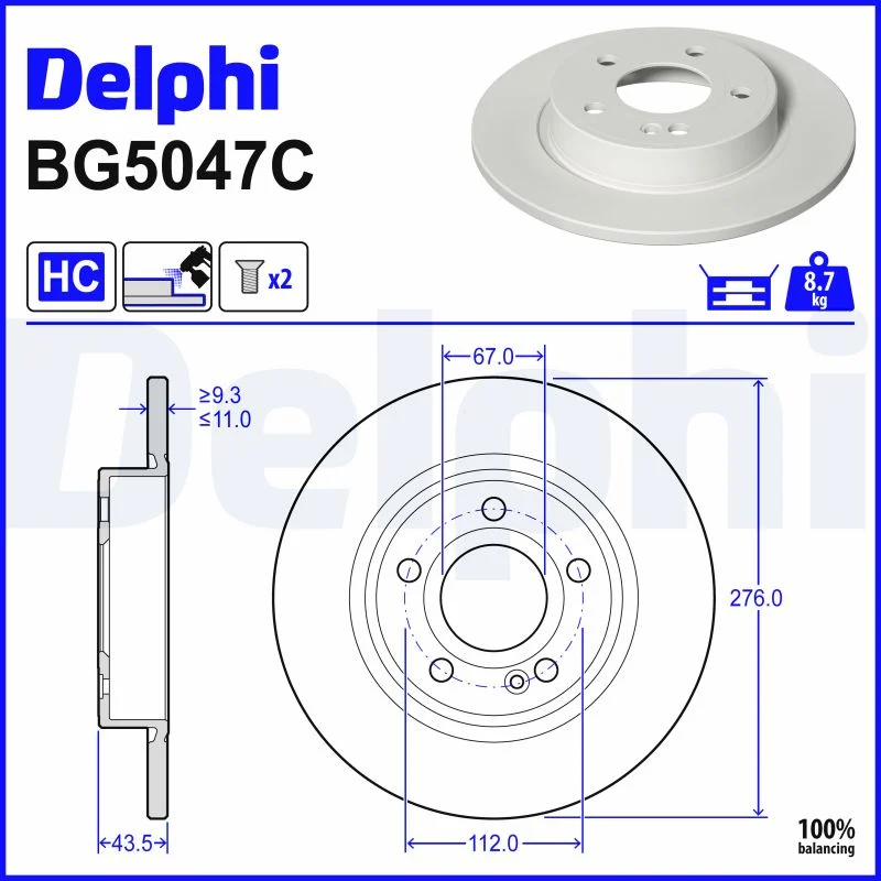 Brzdový kotouč DELPHI BG5047C