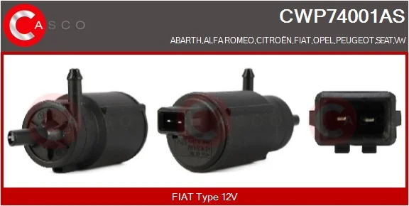 Vodní čerpadlo ostřikovače, čistění skel CASCO CWP74001AS Vodní čerpadlo ostřikovače, čistění skel CASCO CWP74001AS