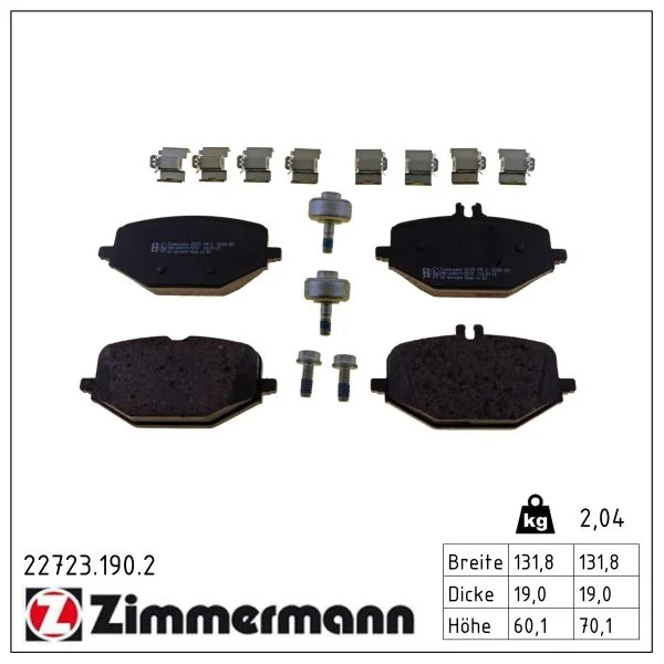 Sada brzdových destiček, kotoučová brzda ZIMMERMANN 22723.190.2