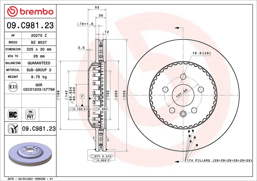 Brzdový kotouč BREMBO 09.C981.23