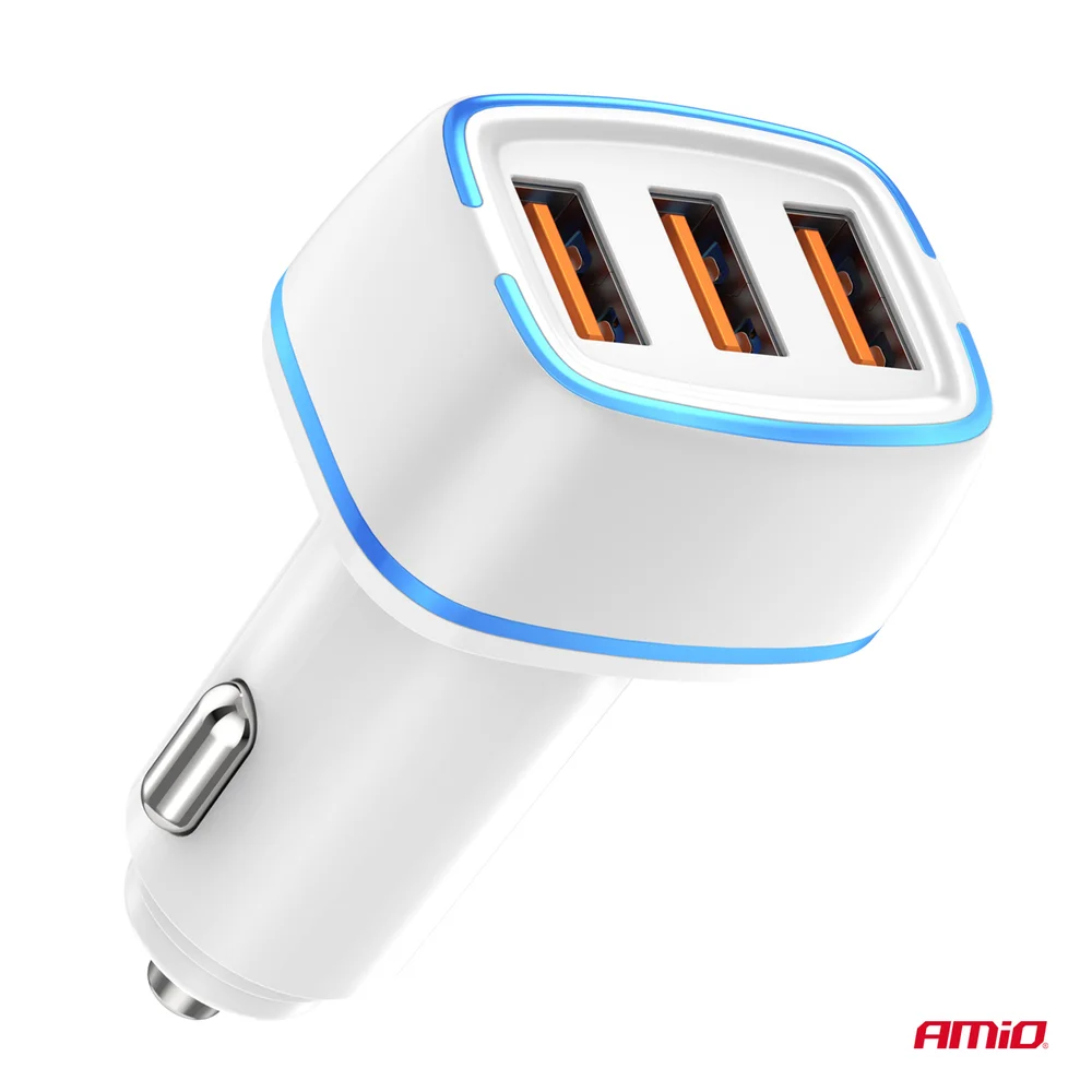 Nabíječka do auta 3x USB-A 30W 12/24V AMiO-03889 - Obrázek 3