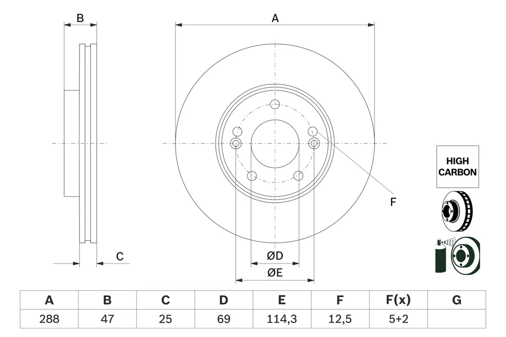 Brzdový kotouč BOSCH 0986479G24 – OE 51712G4000 Brzdový kotouč BOSCH 0986479G24 – OE 51712G4000