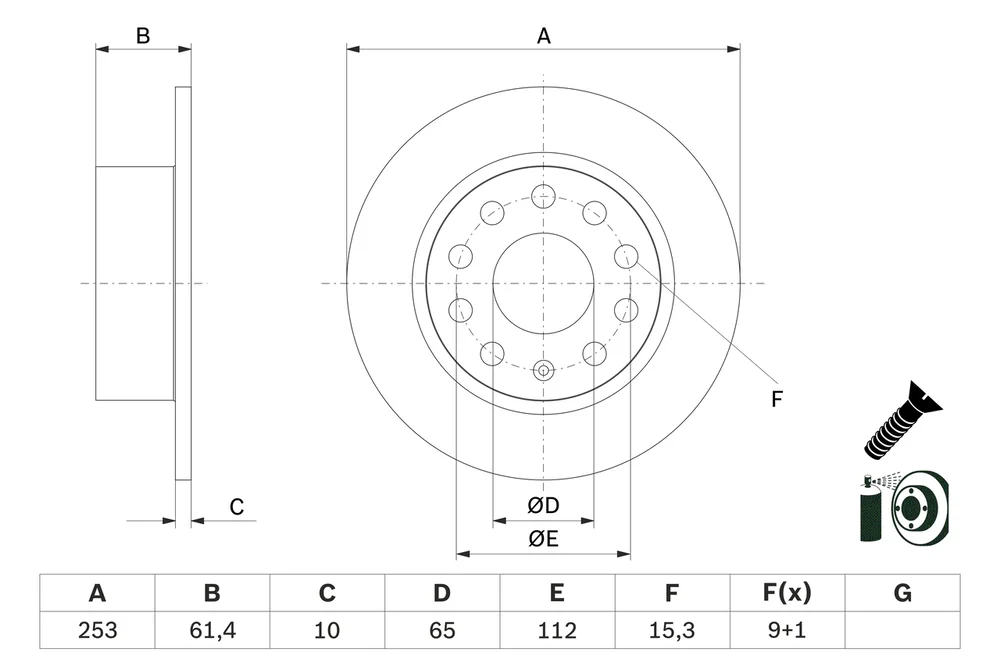 Brzdový kotouč BOSCH 0986479E00 – OE 5Q0615601C